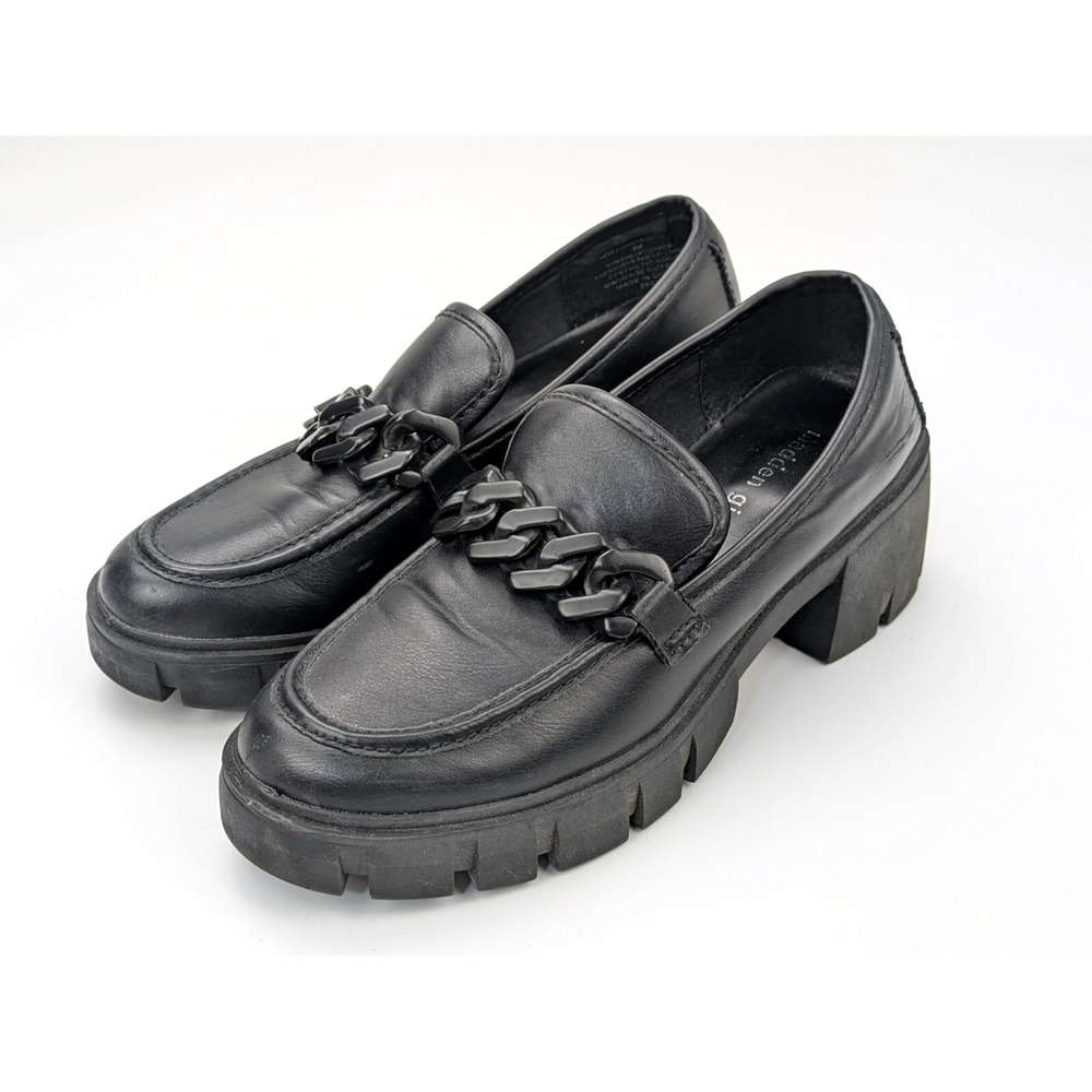 Madden Girl Hoxton Shoes Women's 8M Black Platform Chunky Lug Chain Y2K Loafers